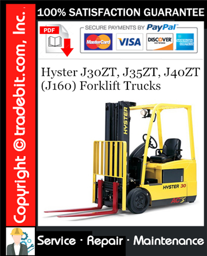 Product picture Hyster J30ZT, J35ZT, J40ZT (J160) Forklift Trucks Service Repair Manual Download ★