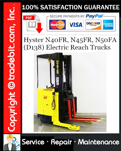 Product picture Hyster N40FR, N45FR, N50FA (D138) Electric Reach Trucks Service Repair Manual Download ★
